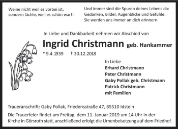 Traueranzeige von Erhard Christmann von vrm-trauer