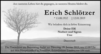 Traueranzeige von Erich Schlötzer von vrm-trauer