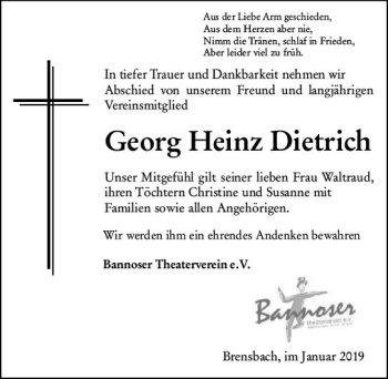 Traueranzeige von Georg Heinz Dietrich von vrm-trauer