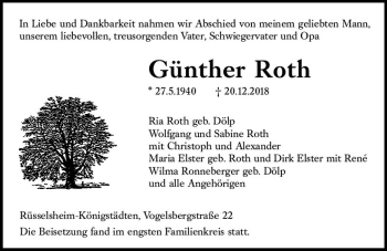 Traueranzeige von Günther Roth von vrm-trauer