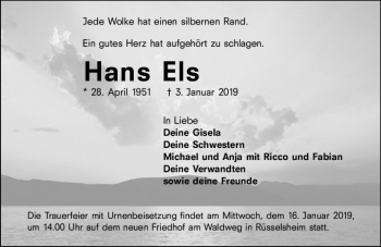 Traueranzeige von Hans Els von vrm-trauer