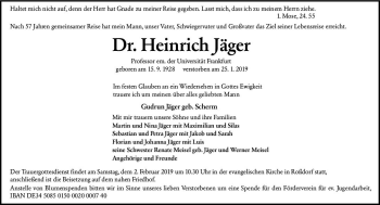 Traueranzeige von Heinrich Jäger von vrm-trauer