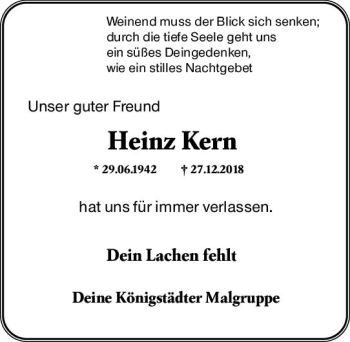 Traueranzeige von Heinz Kern von vrm-trauer