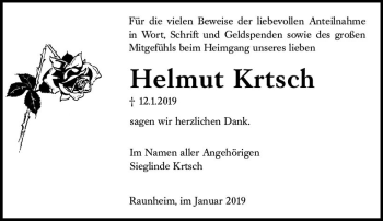 Traueranzeige von Helmut Krtsch von vrm-trauer