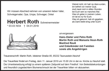 Traueranzeige von Herbert Roth von vrm-trauer