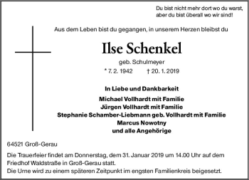 Traueranzeige von Ilse Schenkel von vrm-trauer