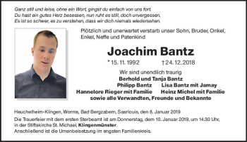 Traueranzeige von Joachim Bantz von vrm-trauer