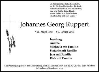 Traueranzeige von Johannes Georg Ruppert von vrm-trauer