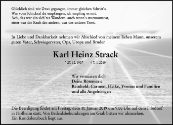 Traueranzeige von Karl Heinz Strack von vrm-trauer