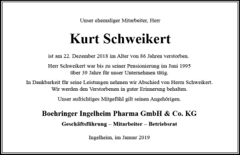 Traueranzeige von Kurt Schweikert von vrm-trauer