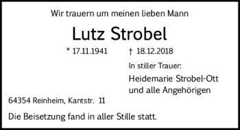 Traueranzeige von Lutz Strobel von vrm-trauer