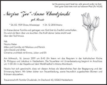 Traueranzeige von Nazira Anne Chudzinski von vrm-trauer