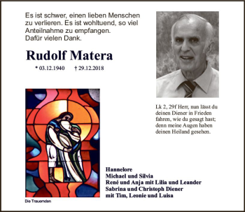 Traueranzeige von Rudolf Matera von vrm-trauer