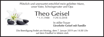 Traueranzeige von Theo Geisel von vrm-trauer