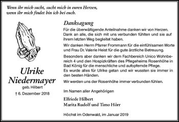 Traueranzeige von Ulrike Niedermayer von vrm-trauer