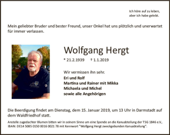 Traueranzeige von Wolfgang Hergt von vrm-trauer