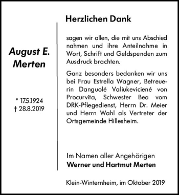 Traueranzeige von August Merten von vrm-trauer