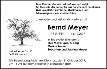Traueranzeige von Bernd Meyer von vrm-trauer