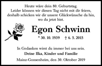 Traueranzeige von Egon Schwinn von vrm-trauer