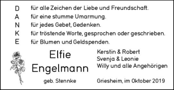 Traueranzeige von Elfie Engelmann von vrm-trauer