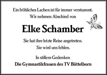 Traueranzeige von Elke Schamber von vrm-trauer