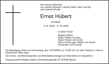 Traueranzeige von Ernst Hübert von vrm-trauer