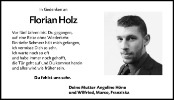 Traueranzeige von Florian Holz von vrm-trauer