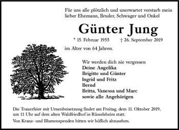 Traueranzeige von Günter Jung von vrm-trauer