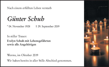 Traueranzeige von Günter Schuh von vrm-trauer