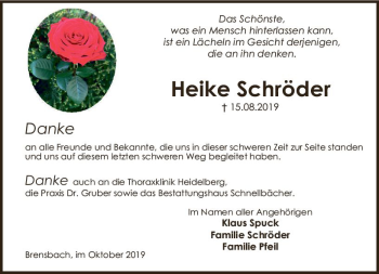 Traueranzeige von Heike Schröder von vrm-trauer