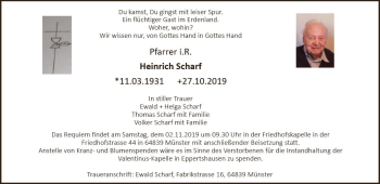 Traueranzeige von Heinrich Scharf von vrm-trauer