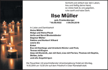 Traueranzeige von Ilse Müller von vrm-trauer