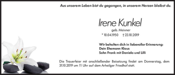 Traueranzeige von Irene Kunkel von vrm-trauer