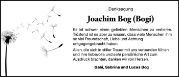Traueranzeige von Joachim Bog von vrm-trauer