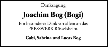 Traueranzeige von Joachim Bog von vrm-trauer
