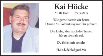 Traueranzeige von Kai Höcke von vrm-trauer