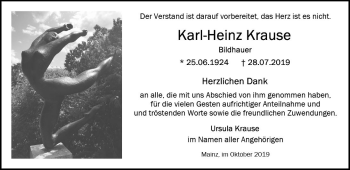 Traueranzeige von Karl-Heinz Krause von vrm-trauer