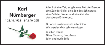 Traueranzeige von Karl Nürnberger von vrm-trauer