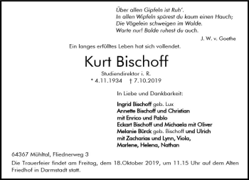 Traueranzeige von Kurt Bischoff von vrm-trauer