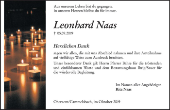 Traueranzeige von Leonhard Naas von vrm-trauer
