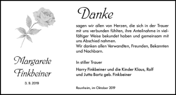 Traueranzeige von Margarete Finkbeiner von vrm-trauer