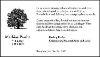 Traueranzeige von Mathias Parthe von vrm-trauer