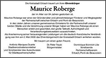 Traueranzeige von Maurice Roberge von vrm-trauer