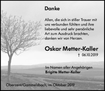 Traueranzeige von Oskar Metter-Kaller von vrm-trauer