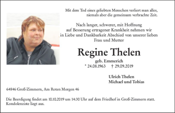 Traueranzeige von Regine Thelen von vrm-trauer