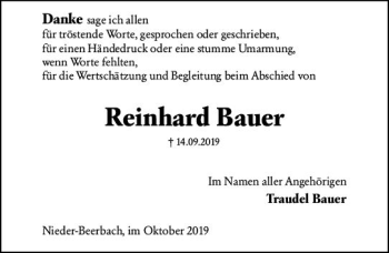 Traueranzeige von Reinhard Bauer von vrm-trauer