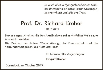 Traueranzeige von Richard Kreher von vrm-trauer