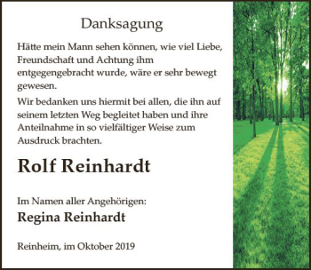 Traueranzeige von Rolf Reinhardt von vrm-trauer