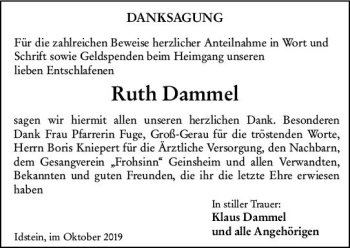 Traueranzeige von Ruth Dammel von vrm-trauer