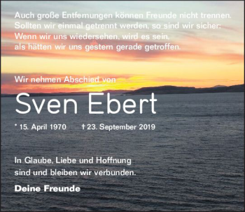 Traueranzeige von Sven Ebert von vrm-trauer